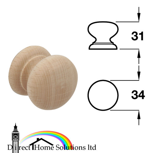 Unfinished wooden knob beech - unfinished,